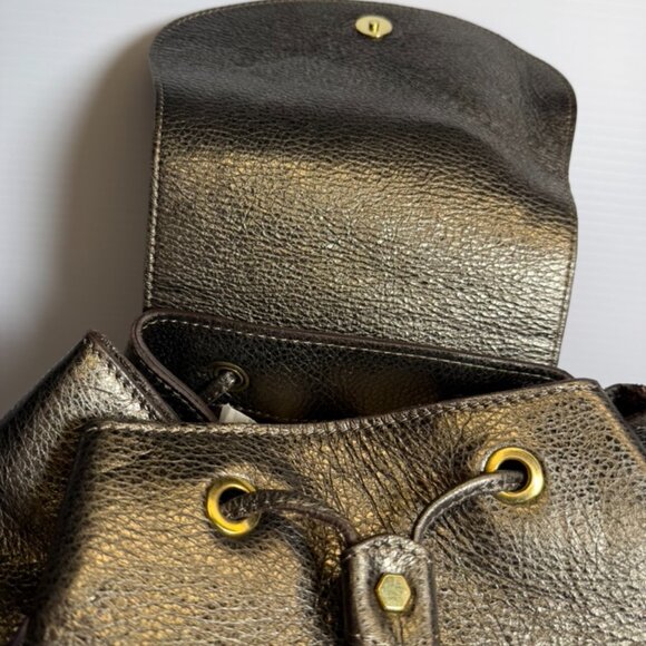 Alberto Di Canio Soft Metallic Black Leather Backpack With Gold Accent Hardware main image 5